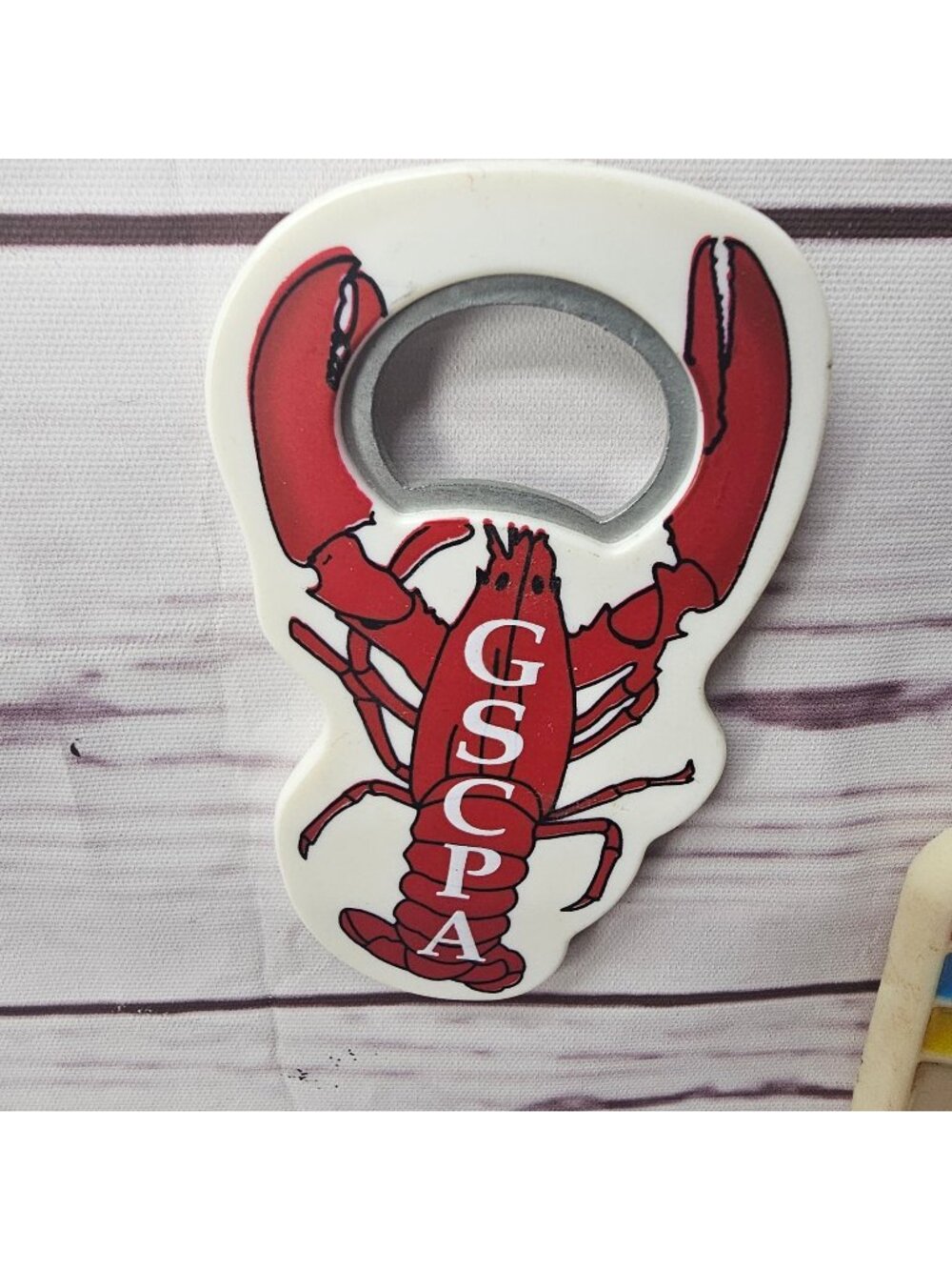 Lobster-Themed Gscpa Magnet Bottle Opener With White & Red Design